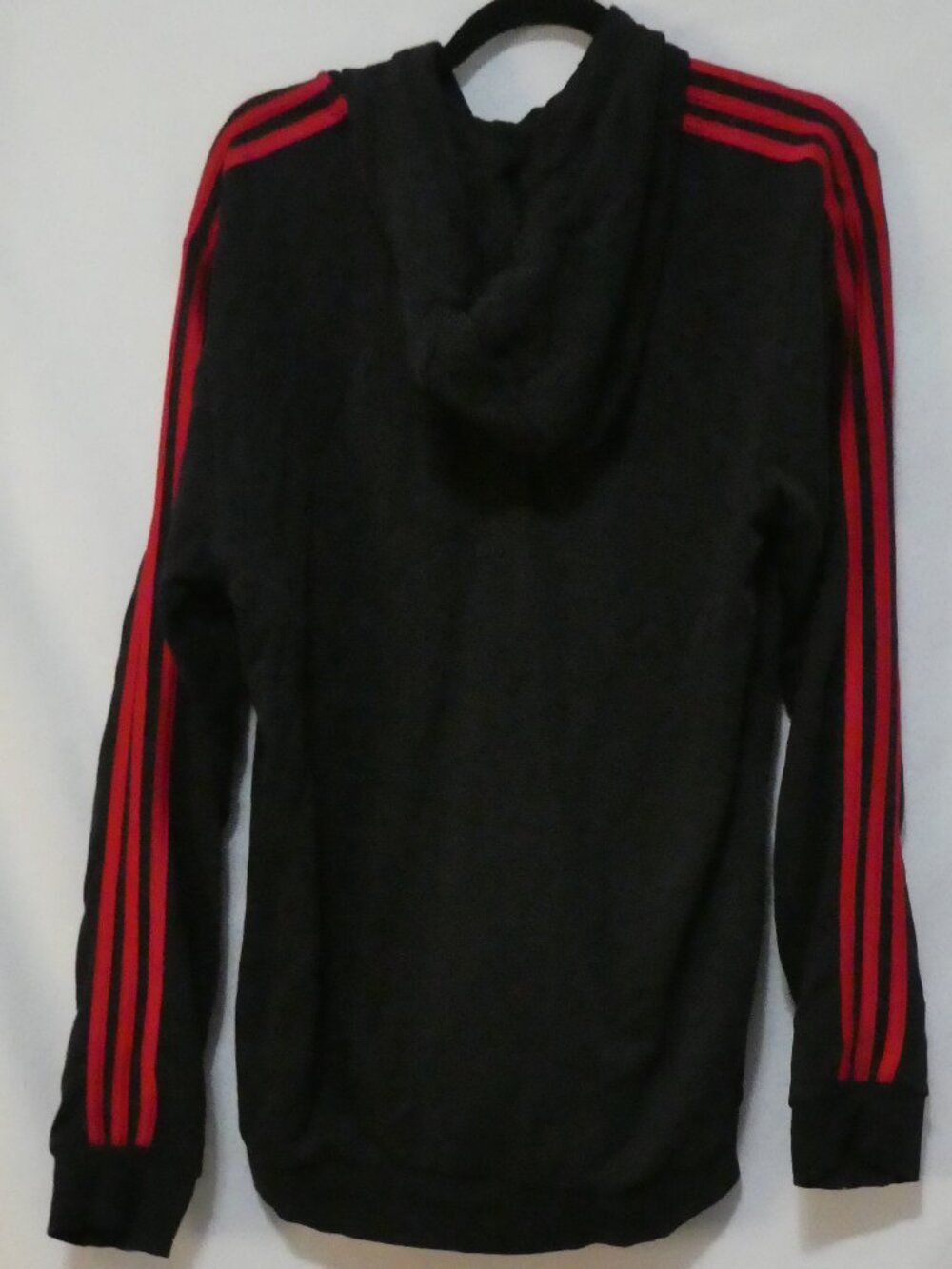 ADIDAS Manchester United Black Red Striped Zip-Up Sweatshirt Hoodie - P2P 23" - Picture 5 of 16